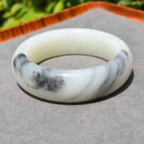 Dialect Hetian jade Xinjiang warm mutton fat white background artistic conception landscape splash ink blue and white seed material 51mm wide bracelet R1