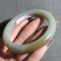 Dialect Hetian jade boutique wear-grade Xinjiang and final material blue tone floating sugar inner diameter 56mm womens bracelet R1
