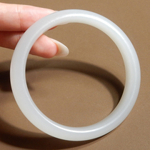 Dialect brand Hetian jade wearing grade Qinghai old pit material ice bottom white jade smoke purple bottom inner diameter 59mm bracelet X6