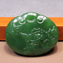 Dialect quality Hetian jade wearable grade Xinjiang old mature oily jasper spinach green flower blooming wealth pendant pendant O2