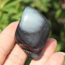 Hot dialect boutique Hetian jade toy grade Xinjiang black and white clear jade base with floating ink blue and white rough stone toy O2