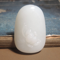 Stunned by dialect Hetian jade boutique wearable Russian white jade oily and delicate flower blooming rich pendant pendant h6