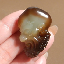 Hot dialect Hetian jade wearable grade Xinjiang warm and moist old pit material brown sugar white jade Bodhidharma pendant X3