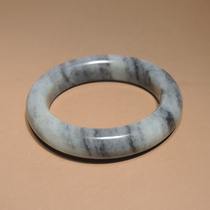 Dialect Hetian jade Xinjiang white jade bottom line azure flower seed material inner diameter 56mm boutique bracelet h2