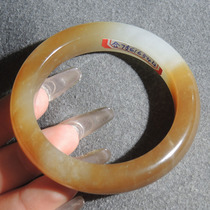 Dialect Hetian jade treasures give back to Xinjiang and the final material is two-color white jade gold sugar inner diameter 54mm formal bracelet R1