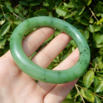 Rare Dialect Hetian Jade Boutique Leaked Russian Ulan Sea Fruit Green Jasper Card 56mm Formal Bracelet R8