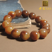 Dialect Hetian jade boutique wearable grade Xinjiang Qiemo sugar material oily and delicate card 14mm atmospheric round bead bracelet h0