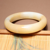 The dialect Hetian jade boutique wearable grade Xinjiang Qiemo sugar white jade inner diameter 56mm boutique bracelet N has swept the screen