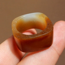 Pick up the leaky dialect Hetian jade boutique wear grade Xinjiang delicate and oily brown sugar white jade 17mm ring X5