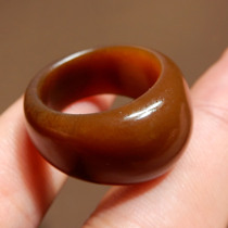 Pick up the leaky dialect Hetian jade boutique wear grade Xinjiang delicate oily brown sugar jade 18mm ring finger X5