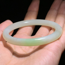 Stunned dialect Hotan jade Qinghai material ice-clear warm and delicate with emerald color 58mm round bracelet jade bracelet w3