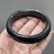 High quality dialect Hetian jade collection grade Xinjiang seed material ink jade blue and white clear black and white inner diameter 59 3MM bracelet S9