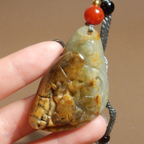 Big Clearance Dialect Hetian Jade Boutique Large Leak Yellow Brown Skin Green White Jade Seed Material Guagua Laicai Pendant R8