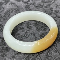 High quality rare dialect Hetian jade collection grade Xinjiang Qiemo sugar white clear unstructured inner diameter 51MM bracelet S9