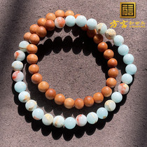 Dialect boutique giant Vietnamese old material agarwood and blue Shoushan stone mixed with multi-circle bracelet bracelet necklace h1
