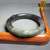 Crazy dialect Hetian jade boutique special grade Qinghai material smoke green violet emerald inner diameter 58mm bracelet R1