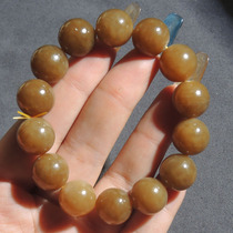 Fried dialect exquisite Xinjiang and the final material is warm and delicate gold sugar jade card 14mm round bead bracelet bracelet R1