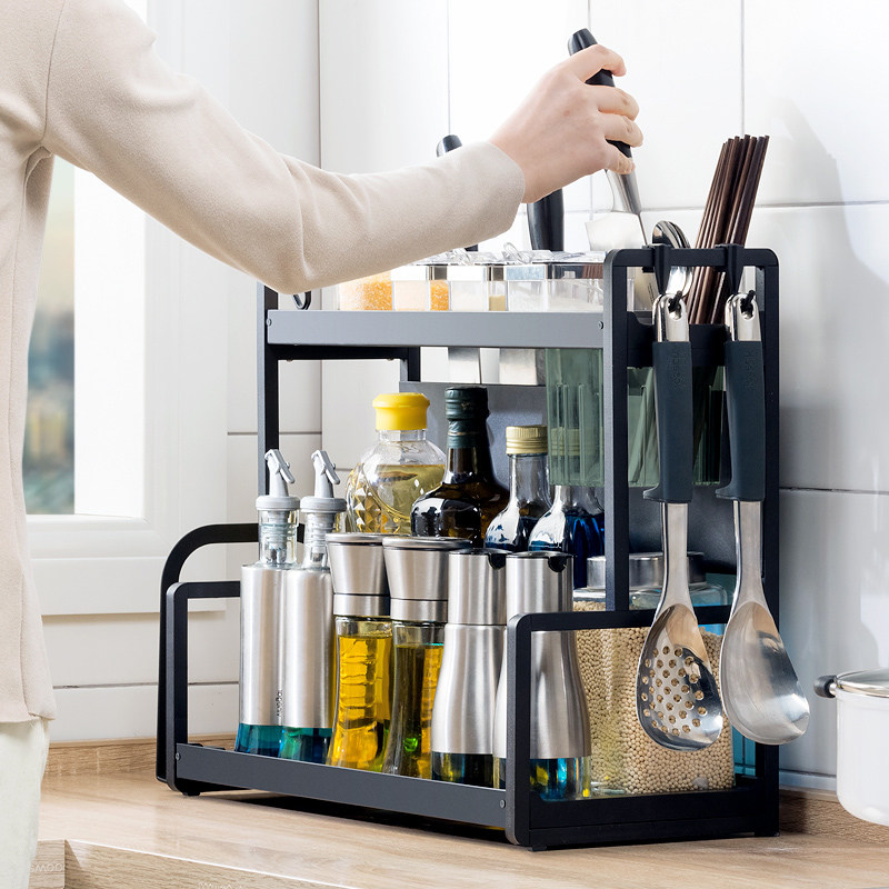Kitchen shelving stainless steel Seasoning Tank Rack Table Face Knife Rest Multilayer Oil Salt Sauce Vinegar Supplies Seasonings Containing Layer Shelf