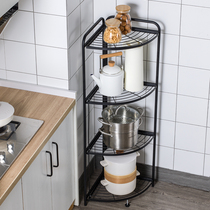 Installation-free folding kitchen corner shelf floor multi-layer tripod wall corner pot shelf pot storage rack