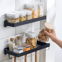 Eleven-dimensional kitchen seasoning shelf-free stainless steel wall-mounted condiment storage rack hanger