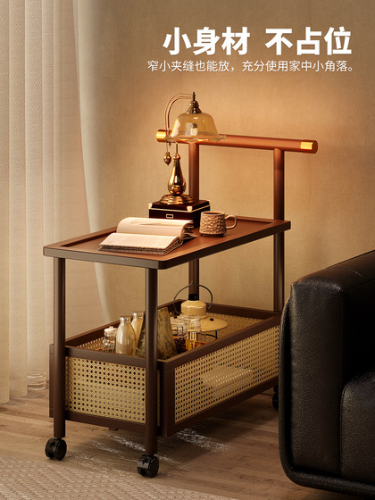 沙发边几可移动客厅小推车置物架带轮中古风小茶几家用简易小桌子