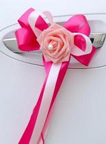 Wedding car secondary car decoration rearview mirror handlebar decoration wedding flower bow ribbon simulation rose