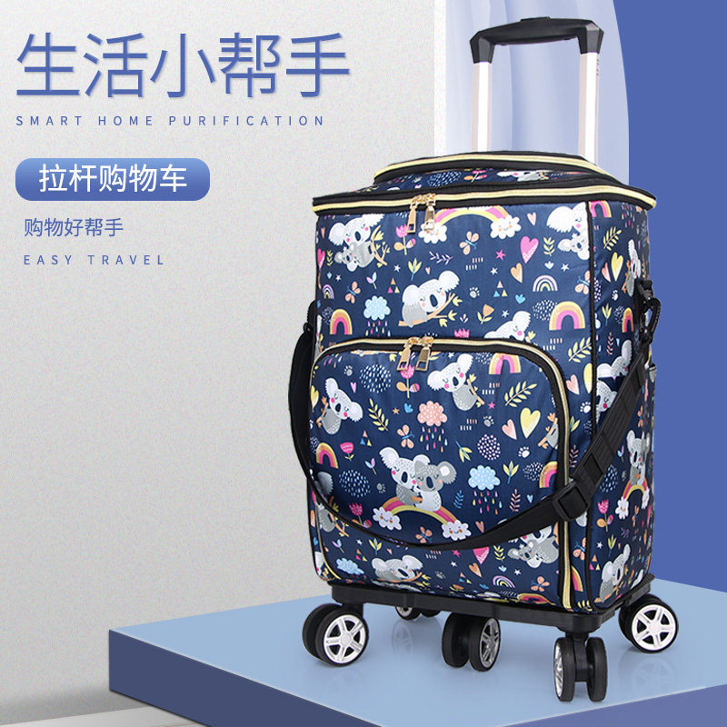 Buy groceries Rated car Home Cart Folding Waterproof Printed Buy Groceries Car Small Pull Car Light Portable Shopping Cart