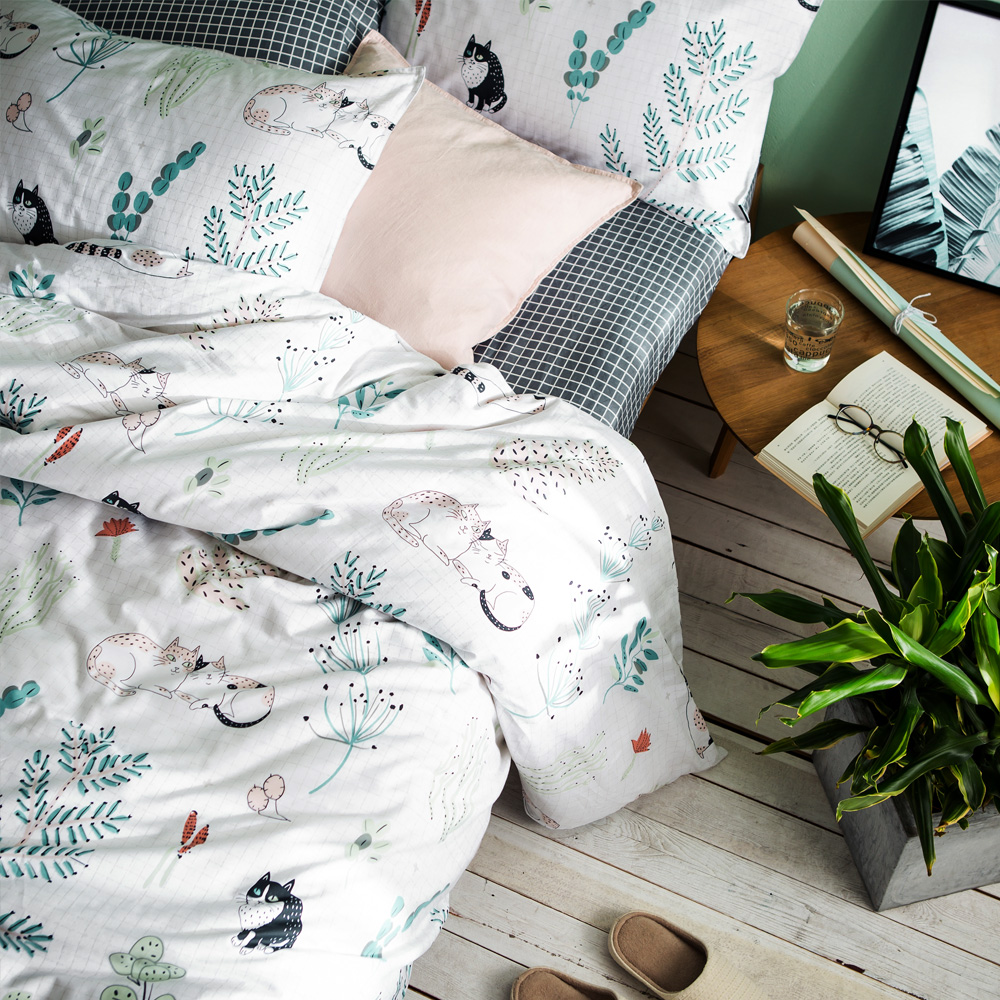Bông cotton đơn giường đơn design thiết kế nguyên bản như Mo nhà mùa thu và mùa đông xuân hè mùa hè mèo dễ thương - Trang bị Covers ga chun bọc giường spa