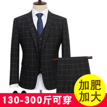  Large size suit suit Male plaid plus fat plus suit jacket Male fat British groom best man wedding dress