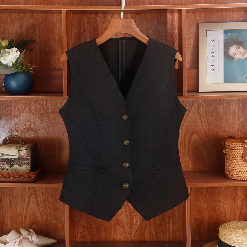 High-End Lyocell Black Tencel Linen Suit Vest for Women, Summer Thin Style, Wrinkle-Resistant and Drapey Small Vest High-End Lyocell Black Tencel Linen Suit Vest for Women, Summer Thin Style, Wrinkle-Resistant and Drapey Small Vest
