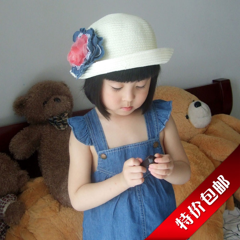 Girl's hat South Korean summer beach hat straw hat sunhat sunhat baby gift hat children cool hat sunscreen hat