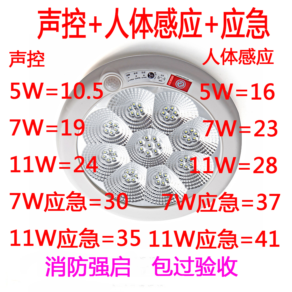 Human body induction ceiling light emergency ceiling light LED human body induction light fire forced start voice control ceiling light