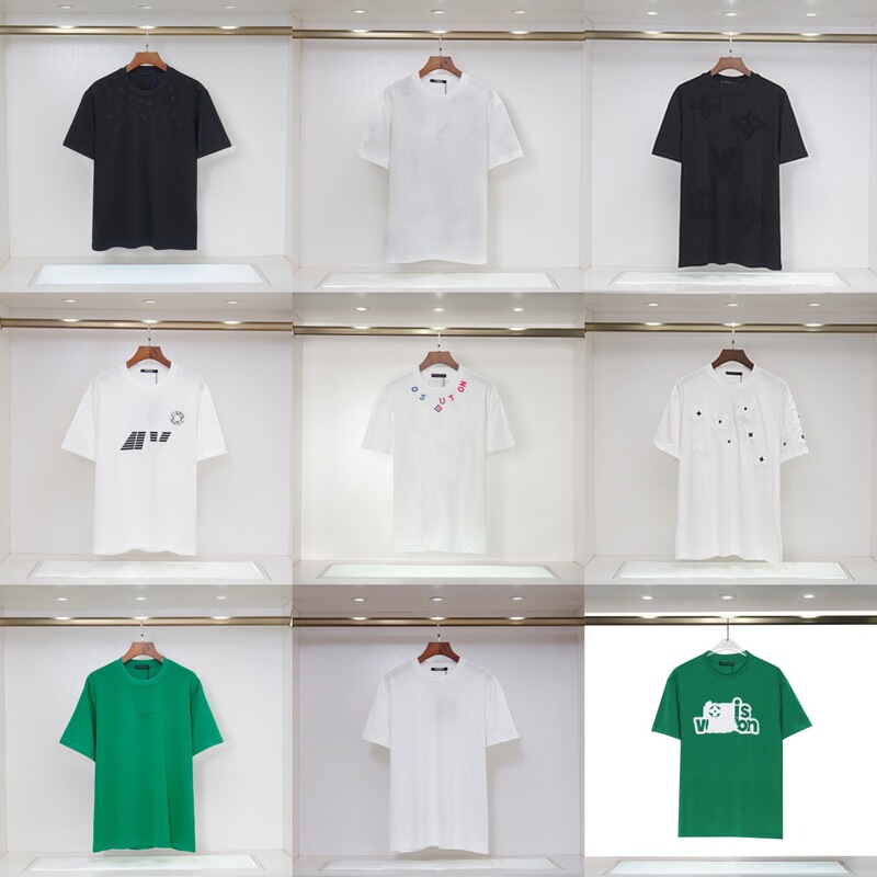 Cross-Border "Correct Version of Lv" 26 Styles of T-Shirts, Summer Round-Neck Pure Cotton Short-Sleeve L Full-Print Embroidery Collection for Export Cross-Border "Correct Version of Lv" 26 Styles of T-Shirts, Summer Round-Neck Pure Cotton Short-Sleeve L Full-Print Embroidery Collection for Export