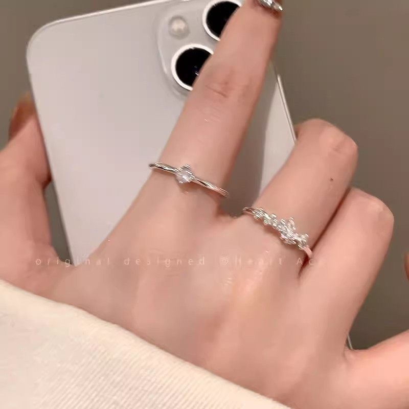 Butterfly Zircon Ring ins Niche Design High-End Open Ring 2024 New Style Best Friend Index Finger Ring Tail Ring