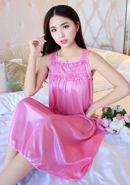 Nightdress nữ mùa hè băng lụa sling sexy kích thước lớn chất béo mm dài chiffon lỏng 200 £ dễ thương mùa hè đồ ngủ