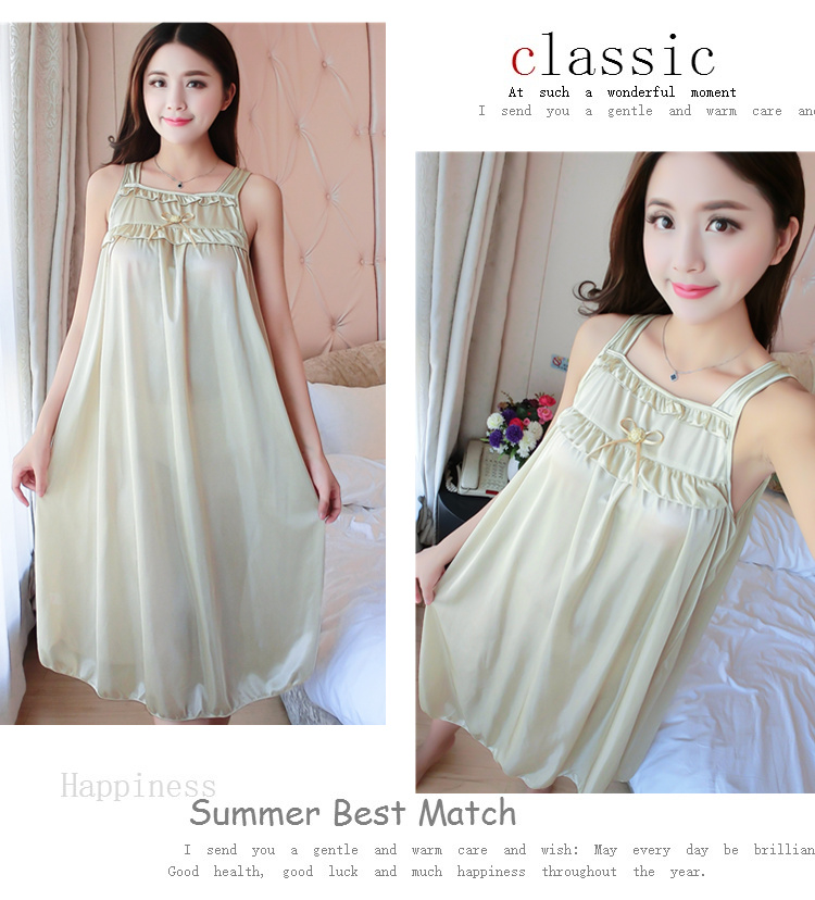 Nightdress nữ mùa hè băng lụa sling sexy kích thước lớn chất béo mm dài chiffon lỏng 200 £ dễ thương mùa hè đồ ngủ