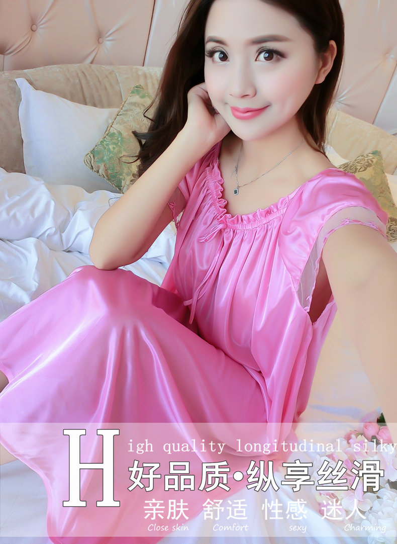 Phụ nữ mang thai nightdress nữ mùa hè kích thước lớn lỏng chất béo mm mang thai thời gian 200 kg dài sexy băng lụa mỏng voan đồ ngủ