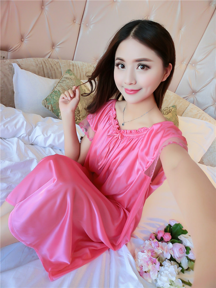 Siêu lớn kích thước nightdress nữ mùa hè 300 pound phụ nữ mang thai cộng với phân bón để tăng 230 lỏng kích thước lớn mang thai băng lụa dài đồ ngủ