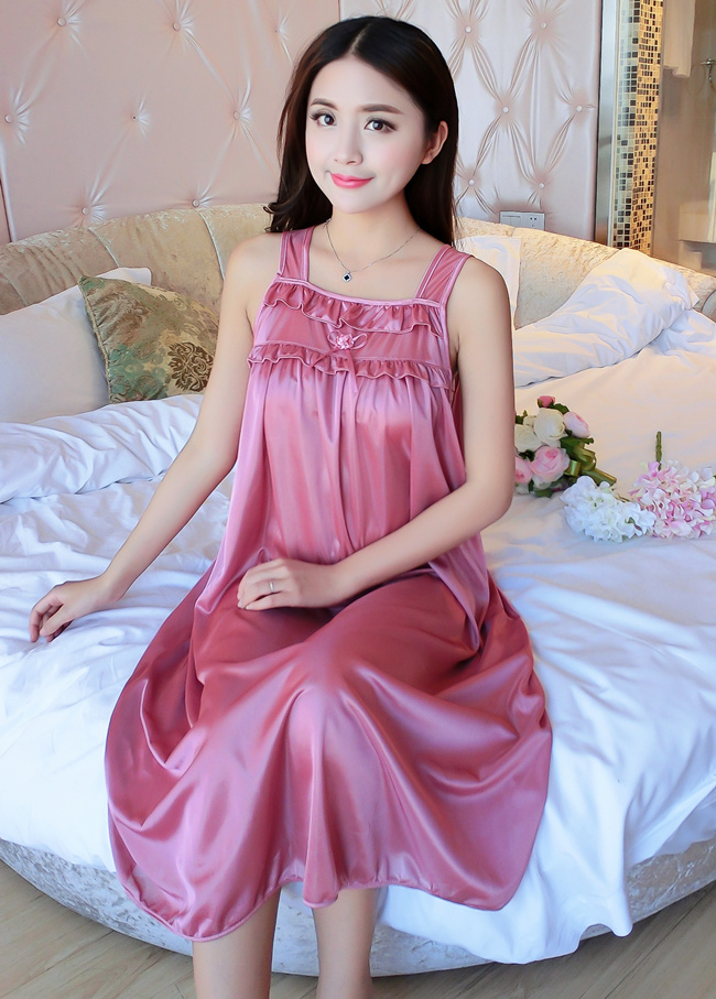 Nightdress nữ mùa hè băng lụa sling sexy kích thước lớn chất béo mm dài chiffon lỏng 200 £ dễ thương mùa hè đồ ngủ