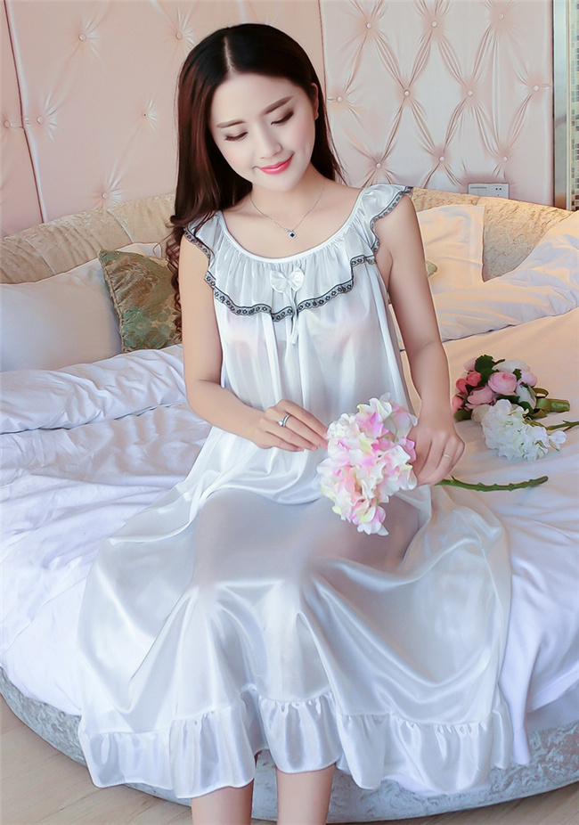 Phụ nữ mang thai nightdress nữ mùa hè kích thước lớn lỏng chất béo mm mang thai thời gian 200 kg dài sexy băng lụa mỏng voan đồ ngủ