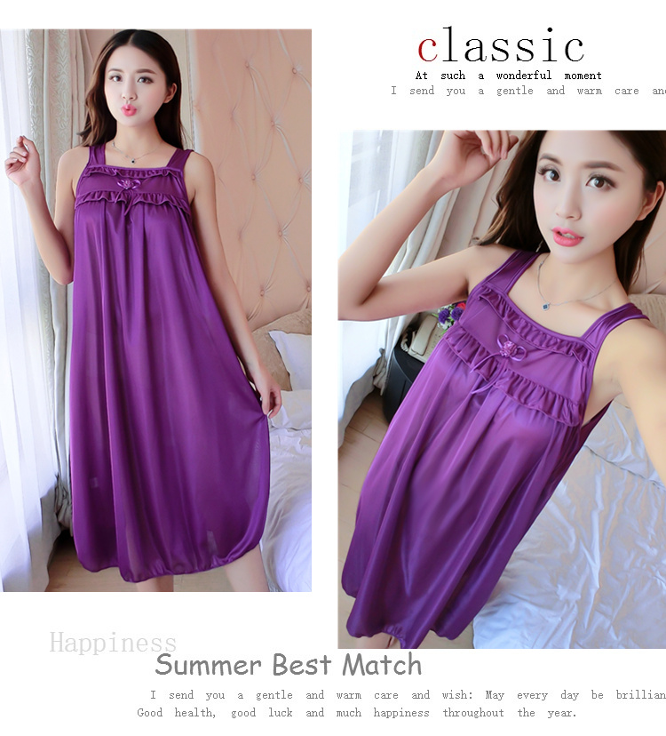 Nightdress nữ mùa hè băng lụa sling sexy kích thước lớn chất béo mm dài chiffon lỏng 200 £ dễ thương mùa hè đồ ngủ