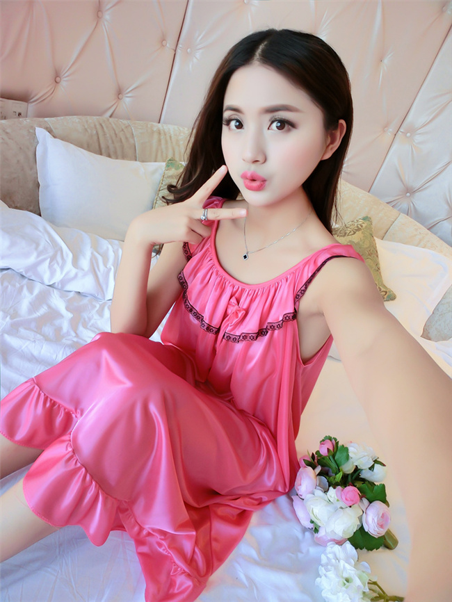 Nightdress nữ mùa hè sexy băng lụa ngắn- tay kích thước lớn phụ nữ mang thai chất béo mm lỏng đoạn dài 200 kg mang thai thời gian mỏng đồ ngủ