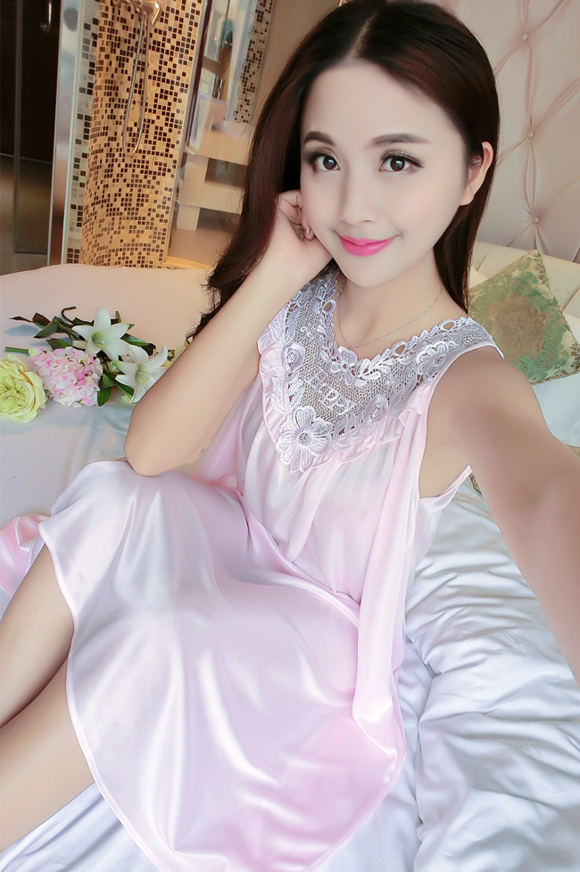 Nightdress nữ mùa hè sexy băng lụa ngắn- tay kích thước lớn phụ nữ mang thai chất béo mm lỏng đoạn dài 200 kg mang thai thời gian mỏng đồ ngủ