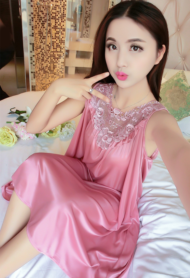 Nightdress nữ mùa hè sexy băng lụa ngắn- tay kích thước lớn phụ nữ mang thai chất béo mm lỏng đoạn dài 200 kg mang thai thời gian mỏng đồ ngủ