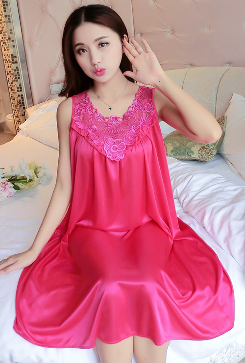 Nightdress nữ mùa hè sexy băng lụa ngắn- tay kích thước lớn phụ nữ mang thai chất béo mm lỏng đoạn dài 200 kg mang thai thời gian mỏng đồ ngủ