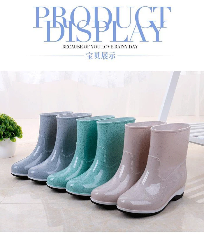 Giày đi mưa nữ ống ngắn dành cho người lớn đi mưa Giày ngắn mùa hè không thấm nước giày nữ trượt trong ống cao su giày nhà bếp làm việc quá mức mua bọc giày đi mưa ở đâu