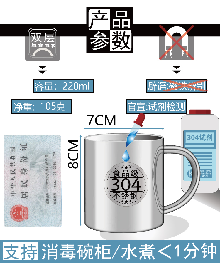 304ステンレス二重水杯幼稚園ベビーカップ個性的なカスタマイズ強化子供水杯刻字図,タオバオ代行-チャイナトレーディング