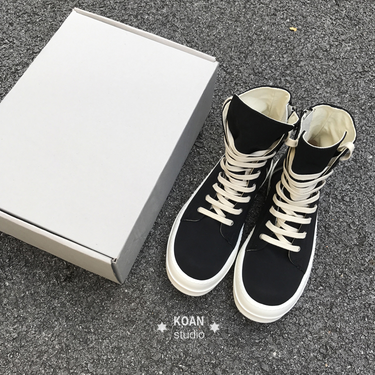 Koan độc quyền 17SS mới màu đen tổng hợp vải ngang cao trên không có đầu TPU sữa dưới đôi giày đế dày giày nam cổ lửng da bò