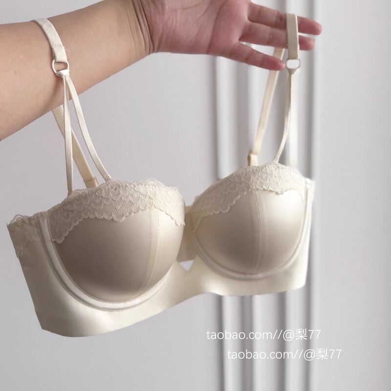 Moonlight Dance X Micro-Gloss French Pearlescent Satin Strapless Intimates for Women with Small Breasts Push-Up Bra