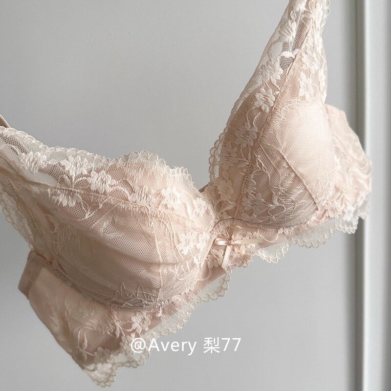 French-Style Pure Lace Small Bust Push-Up Bra, Aa Cup, Women's Wireless Adjustable Bra for Side Breast Support